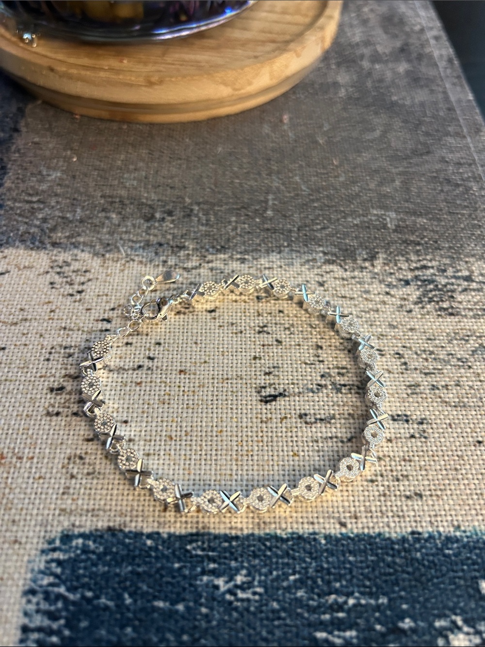 Sterling Silver X & O Pattern Bracelet